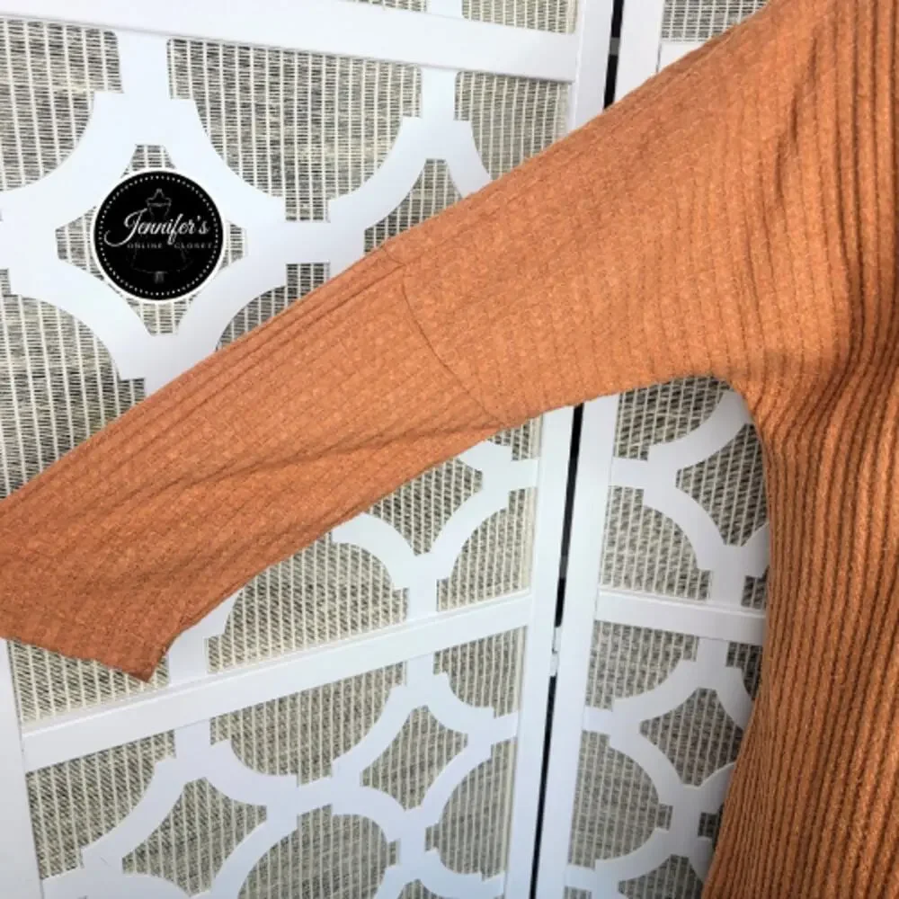 Natural Reflections Rust Basket Weave Raglan Sleeve Lightweight Sweater Size M